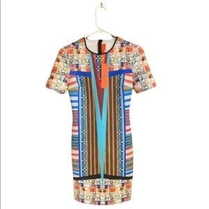 Maximalist Dress Scuba Short Sleeve Clover Canyon Woven Pesos Dress | Small NWT